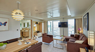 Neu eingerichtet: die Grand-Penthouse-Suiten. Modell: Hapag-Lloyd Cruises